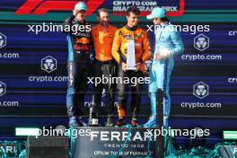 The podium (L to R): Max Verstappen (NLD) Red Bull Racing, second; Andrea Stella (ITA) McLaren Team Principal; Lando Norris (GBR) McLaren, race winner; Charles Leclerc (MON) Ferrari, third. 05.05.2024. Formula 1 World Championship, Rd 6, Miami Grand Prix, Miami, Florida, USA, Race Day.