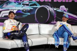 (L to R): Max Verstappen (NLD) Red Bull Racing and Charles Leclerc (MON) Ferrari in the post race FIA Press Conference. 05.05.2024. Formula 1 World Championship, Rd 6, Miami Grand Prix, Miami, Florida, USA, Race Day.
