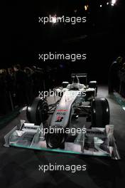 25.01.2010 Stuttgart, Germany,  CAR presentation with Michael Schumacher (GER, Mercedes GP Petronas F1 Team) and Nico Rosberg (GER / MCO, Mercedes GP Petronas F1 Team) / Mercedes Heads and the drivers in front of the Museum - Mercedes GP Presentation