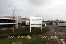 25.01.2010 Brackley, England,  New Mercedes GP signs go up outside the factory in Brackley