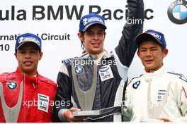 04.04.2010 Sepang, Malaysia  1st place Richard Bradley (SIN), Eurasia Motorsport 2nd place Oscar Tunjo (COL), Meritus Racing Team and 3rd place Kotaro Sakurai (PHI), Eurasia Motorsport - race 2 - Formula BMW Pacific 2010, Rd 1, Malaysia