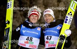 28.11.2010, Kuusamo, Finland (FIN):  (l-r) Thomas Morgenstern (AUT), Fischer, Andreas Kofler (AUT), Fischer - FIS world cup ski jumping, individual HS142, Kuusamo (FIN). www.xpb.cc. © Laiho/xpb.cc/NordicFocus. Every downloaded picture is fee-liable.