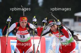 09.01.2011, Oberhof, Germany (GER): Christoph Sumann (AUT), Atomic, Leki , Daniel Mesotitsch (AUT), Fischer, Rottefella, Leki - IBU world cup biathlon, mass men, Oberhof (GER). www.xpb.cc. © Manzoni/xpb.cc. Every downloaded picture is fee-liable.