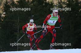 16.01.2011, Ruhpolding, Germany (GER): (L-R): Tarjei Boe (NOR), Fischer, Rottefella, Swix, ODLO, Emil Hegle Svendsen (NOR), Madshus, Rottefella, Swix, Odlo - IBU world cup biathlon, pursuit men, Ruhpolding (GER). www.xpb.cc. © Manzoni/xpb.cc. Every downloaded picture is fee-liable.