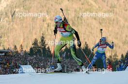 16.01.2011, Ruhpolding, Germany (GER): Anastasiya Kuzmina (SVK), Fischer, Salomon, Exel - IBU world cup biathlon, pursuit women, Ruhpolding (GER). www.xpb.cc. © Manzoni/xpb.cc. Every downloaded picture is fee-liable.