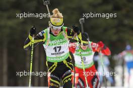 23.01.2011, Antholz, Italy (ITA): Marie Dorin (FRA), Rossignol, Rottefella, OneWay - IBU world cup biathlon, mass women, Antholz (ITA). www.xpb.cc. © Manzoni/xpb.cc. Every downloaded picture is fee-liable.