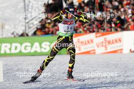 23.01.2011, Antholz, Italy (ITA): Martin Fourcade (FRA), Rossignol, Rottefella, OneWay, Odlo - IBU world cup biathlon, relay men, Antholz (ITA). www.xpb.cc. © Manzoni/xpb.cc. Every downloaded picture is fee-liable.