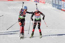 22.01.2011, Antholz, Italy (ITA): (L-R) Miriam Goessner (GER), Fischer, Salomon, Swix, adidas, Andrea Henkel (GER), Fischer, Rottefella, Exel, adidas, Toko - IBU world cup biathlon, relay women, Antholz (ITA). www.xpb.cc. © Manzoni/xpb.cc. Every downloaded picture is fee-liable.