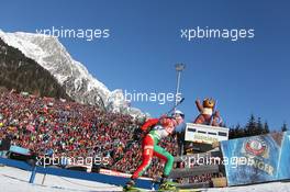 22.01.2011, Antholz, Italy (ITA): Nadia Pisareva (BLR), Fischer, Rottefella, Swix - IBU world cup biathlon, relay women, Antholz (ITA). www.xpb.cc. © Manzoni/xpb.cc. Every downloaded picture is fee-liable.