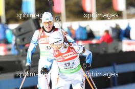 22.01.2011, Antholz, Italy (ITA): Eveli Saue (EST), Madshus, Rottefella, Sirli Hanni (EST), Madshus, Rottefella, Exel - IBU world cup biathlon, relay women, Antholz (ITA). www.xpb.cc. © Manzoni/xpb.cc. Every downloaded picture is fee-liable.