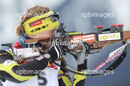 21.01.2011, Antholz, Italy (ITA): Anais Bescond (FRA), Madshus, Rottefella, Swix, OneWay - IBU world cup biathlon, sprint women, Antholz (ITA). www.xpb.cc. © Manzoni/xpb.cc. Every downloaded picture is fee-liable.