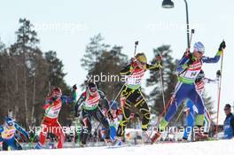 19.03.2011, Holmenkollen, Norway (NOR): Teja Gregorin (SLO), Fischer, Rottefella, Alpina, Leki, Anais Bescond (FRA), Madshus, Rottefella, Swix, OneWay, Selina Gasparin (SUI), Rossignol, Rottefella, Leki, ODLO, Venika Vitkova (CZE), Fischer - IBU world cup biathlon, pursuit women, Holmenkollen (NOR). www.xpb.cc. © Manzoni/xpb.cc. Every downloaded picture is fee-liable.