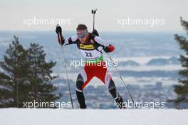 17.03.2011, Holmenkollen, Norway (NOR): Simon Eder (AUT), Fischer, Rottefella, Swix - IBU world cup biathlon, sprint men, Holmenkollen (NOR). www.xpb.cc. © Manzoni/xpb.cc. Every downloaded picture is fee-liable.