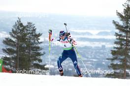 17.03.2011, Holmenkollen, Norway (NOR): Sara Studebaker (USA), Rossignol, Rottefella, Exel, adidas  - IBU world cup biathlon, sprint women, Holmenkollen (NOR). www.xpb.cc. © Manzoni/xpb.cc. Every downloaded picture is fee-liable.