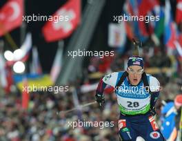 12.03.2011, Khanty-Mansiysk, Russia (RUS): Leif Nordgren (USA), Fischer, Rottefella, Alpina, Swix, adidas - IBU world championships biathlon, mass men, Khanty-Mansiysk (RUS). www.xpb.cc. © Manzoni/xpb.cc. Every downloaded picture is fee-liable.