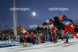 12.03.2011, Khanty-Mansiysk, Russia (RUS): Start of the race - IBU world championships biathlon, mass men, Khanty-Mansiysk (RUS). www.xpb.cc. © Manzoni/xpb.cc. Every downloaded picture is fee-liable.