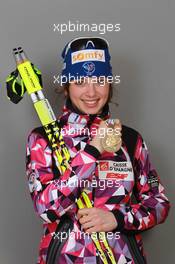 18.03.2011, Khanty-Mansiysk, Russia (RUS): Sofie Boilley (FRA), Rossignol, Rottefella, OneWay - IBU world championships biathlon, medals, Khanty-Mansiysk (RUS). www.xpb.cc. © Manzoni/xpb.cc. Every downloaded picture is fee-liable.