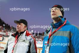 11.03.2011, Khanty-Mansiysk, Russia (RUS): Anders Besseberg (NOR), president of IBU, International Biathlon Union, Mikhail Prokhorov (RUS), president of Russian Biathlon Union - IBU world championships biathlon, relay men, Khanty-Mansiysk (RUS). www.xpb.cc. © Manzoni/xpb.cc. Every downloaded picture is fee-liable.