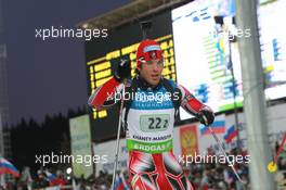 11.03.2011, Khanty-Mansiysk, Russia (RUS): Scott Perras (CAN), Madshus, Rottefella, Alpina, Swix - IBU world championships biathlon, relay men, Khanty-Mansiysk (RUS). www.xpb.cc. © Manzoni/xpb.cc. Every downloaded picture is fee-liable.