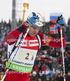 03.03.2011, Khanty-Mansiysk, Russia (RUS): Ole Einar Bjoerndalen (NOR), Madshus, Rottefella, Odlo - IBU world championships biathlon, relay mixed, Khanty-Mansiysk (RUS). www.xpb.cc. © Miko/xpb.cc. Every downloaded picture is fee-liable.
