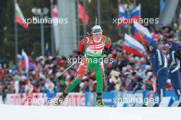13.03.2011, Khanty-Mansiysk, Russia (RUS): Nadia Pisareva (BLR), Fischer, Rottefella, Swix - IBU world championships biathlon, relay women, Khanty-Mansiysk (RUS). www.xpb.cc. © Manzoni/xpb.cc. Every downloaded picture is fee-liable.