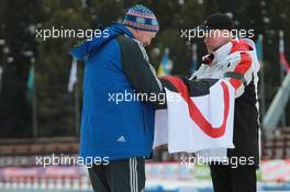 13.03.2011, Khanty-Mansiysk, Russia (RUS): Claus Pichler (GER), Mayor of Ruhpolding, Anders Besseberg (NOR), president of IBU, International Biathlon Union - IBU world championships biathlon, relay women, Khanty-Mansiysk (RUS). www.xpb.cc. © Manzoni/xpb.cc. Every downloaded picture is fee-liable.