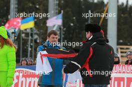 13.03.2011, Khanty-Mansiysk, Russia (RUS): Viktor Maigurov (RUS), physical fitness and sports department director and the Mayor of Ruhpolding - IBU world championships biathlon, relay women, Khanty-Mansiysk (RUS). www.xpb.cc. © Manzoni/xpb.cc. Every downloaded picture is fee-liable.
