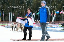 13.03.2011, Khanty-Mansiysk, Russia (RUS): Brigitte Bentele (GER), competition secretary Ruhpolding and Claus Pichler (GER), Mayor of Ruhpolding- IBU world championships biathlon, relay women, Khanty-Mansiysk (RUS). www.xpb.cc. © Manzoni/xpb.cc. Every downloaded picture is fee-liable.
