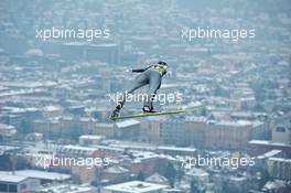 03.01.2011, Innsbruck, Austria (AUT): Gregor Schlierenzauer (AUT), Fischer, flying above Innsbruck  - FIS world cup ski jumping, four hills tournament, individual HS130, Innsbruck (AUT). www.xpb.cc. Â© Felgenhauer/xpb.cc. Every downloaded picture is fee-liable.