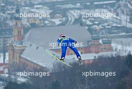 03.01.2011, Innsbruck, Austria (AUT): Matti Hautamaeki (FIN), Fischer, flying above Innsbruck  - FIS world cup ski jumping, four hills tournament, individual HS130, Innsbruck (AUT). www.xpb.cc. Â© Felgenhauer/xpb.cc. Every downloaded picture is fee-liable.