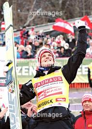 03.01.2011, Innsbruck, Austria (AUT): Thomas Morgenstern (AUT), Fischer  - FIS world cup ski jumping, four hills tournament, individual HS130, Innsbruck (AUT). www.xpb.cc. Â© Felgenhauer/xpb.cc. Every downloaded picture is fee-liable.