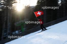 05.02.2011, Oberstdorf, Germany (GER):  flags will be braught down in the opening ceremony - FIS world cup ski jumping, individual HS213, Oberstdorf (GER). www.xpb.cc. © Laiho/xpb.cc. Every downloaded picture is fee-liable.