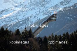 05.02.2011, Oberstdorf, Germany (GER):  the flying hill of Oberstdorf and the german Alps on the background - FIS world cup ski jumping, training, Oberstdorf (GER). www.xpb.cc. © Laiho/xpb.cc. Every downloaded picture is fee-liable.