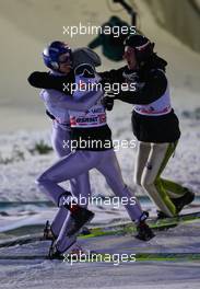 12.03.2011, Lahti, Finland (FIN): team Poland celebrates their third place  - FIS world cup ski jumping, team HS130, Lahti (FIN). www.xpb.cc. © Laiho/xpb.cc. Every downloaded picture is fee-liable.