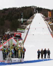 19.03.2011, Planica, Slovenia (SLO): podium with Planica Flying Hill - FIS world cup ski jumping final, team HS215, Planica (SLO). www.xpb.cc. © Hemmersbach/xpb.cc. Every downloaded picture is fee-liable.
