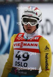 26.02.2011, Oslo, Norway (NOR): Simon Ammann (SUI), Fischer  - FIS nordic world ski championships, ski jumping, individual HS106, Oslo (NOR). www.xpb.cc. © Laiho/xpb.cc. Every downloaded picture is fee-liable.