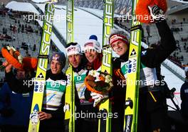05.03.2011, Oslo, Norway (NOR):  (l-r) Gregor Schlierenzauer (AUT), Fischer, Martin Koch (AUT), Fischer, Andreas Kofler (AUT), Fischer and Thomas Morgenstern (AUT), Fischer- FIS nordic world ski championships, ski jumping, team HS134, Oslo (NOR). www.xpb.cc. © Laiho/xpb.cc. Every downloaded picture is fee-liable.