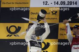 Podium, , Christian Vietoris (GER) Mercedes AMG DTM-Team HWA DTM Mercedes AMG C-Coupé and Timo Scheider (GER) Audi Sport Team Phoenix Audi RS 5 DTM 14.09.2014, Lausitzring, Germany, Sunday.