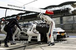 Pitstop, Bruno Spengler (CAN) BMW Team Schnitzer BMW M4 DTM 01.04.2014, DTM Test, Hungaroring, Hungary, Tuesday.