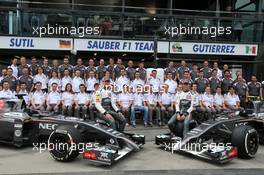 Sauber F1 Team group photo, Adrian Sutil (GER), Sauber F1 Team and Esteban Gutierrez (MEX), Sauber F1 Team  15.03.2014. Formula 1 World Championship, Rd 1, Australian Grand Prix, Albert Park, Melbourne, Australia, Qualifying Day.