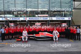 (L to R): Jules Bianchi (FRA)  with team mate Max Chilton (GBR) at a Marussia F1 Team photograph.  16.03.2014. Formula 1 World Championship, Rd 1, Australian Grand Prix, Albert Park, Melbourne, Australia, Race Day.
