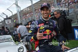 Daniel Ricciardo (AUS) Red Bull Racing on the drivers parade. 16.03.2014. Formula 1 World Championship, Rd 1, Australian Grand Prix, Albert Park, Melbourne, Australia, Race Day.