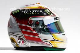 The helmet of Lewis Hamilton (GBR) Mercedes AMG F1. 13.03.2014. Formula 1 World Championship, Rd 1, Australian Grand Prix, Albert Park, Melbourne, Australia, Preparation Day.