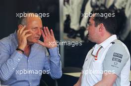 (L to R): Ron Dennis (GBR) McLaren Executive Chairman with Eric Boullier (FRA) McLaren Racing Director. 13.03.2014. Formula 1 World Championship, Rd 1, Australian Grand Prix, Albert Park, Melbourne, Australia, Preparation Day.