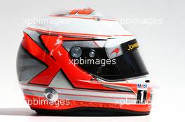The helmet of Kevin Magnussen (DEN) McLaren. 13.03.2014. Formula 1 World Championship, Rd 1, Australian Grand Prix, Albert Park, Melbourne, Australia, Preparation Day.