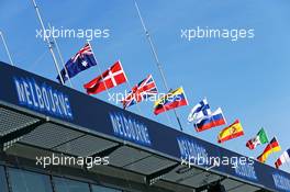 Melbourne flags and atmosphere. 12.03.2014. Formula 1 World Championship, Rd 1, Australian Grand Prix, Albert Park, Melbourne, Australia, Preparation Day.