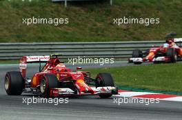 Kimi Raikkonen (FIN) Ferrari F14-T leads team mate Fernando Alonso (ESP) Ferrari F14-T. 20.06.2014. Formula 1 World Championship, Rd 8, Austrian Grand Prix, Spielberg, Austria, Practice Day.