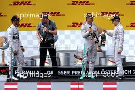 Lewis Hamilton (GBR), Mercedes AMG F1 Team, Nico Rosberg (GER), Mercedes AMG F1 Team and Valtteri Bottas (FIN), Williams F1 Team  22.06.2014. Formula 1 World Championship, Rd 8, Austrian Grand Prix, Spielberg, Austria, Race Day.