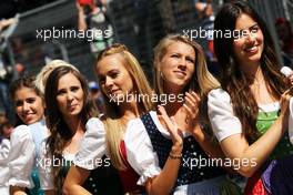 Grid girls. 22.06.2014. Formula 1 World Championship, Rd 8, Austrian Grand Prix, Spielberg, Austria, Race Day.
