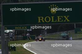 Sebastian Vettel (GER) Red Bull Racing RB10 stops on the circuit. 22.06.2014. Formula 1 World Championship, Rd 8, Austrian Grand Prix, Spielberg, Austria, Race Day.